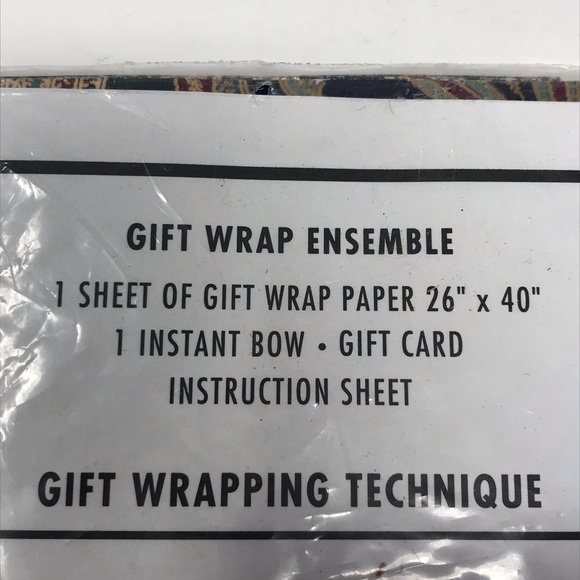 Vintage Lord & Taylor Gift Wrap Set Wrapping Paper Bow Card Green Gold Sealed - Picture 3 of 3